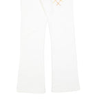 CRYSTAL Womens Cotton Blend White Embroidered Regular Flared Trousers W27 L30