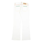 CRYSTAL Womens Cotton Blend White Embroidered Regular Flared Trousers W27 L30