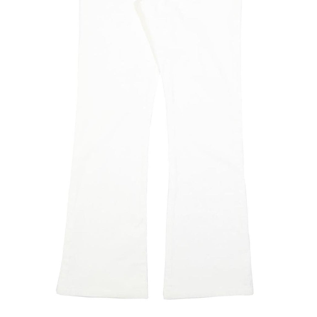 CRYSTAL Womens Cotton Blend White Embroidered Regular Flared Trousers W27 L30