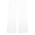 CRYSTAL Womens Cotton Blend White Embroidered Regular Flared Trousers W27 L30