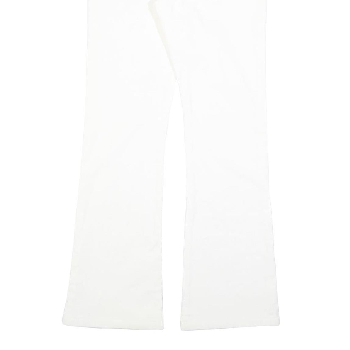 CRYSTAL Womens Cotton Blend White Embroidered Regular Flared Trousers W27 L30