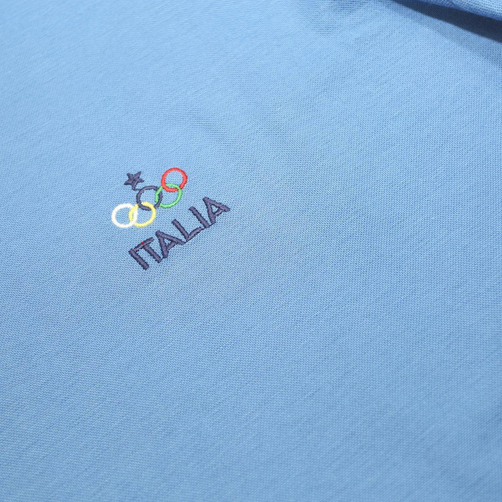 FILA Womens Blue Italia Short Sleeve Plain Polo Shirt L Cotton Casual Sports