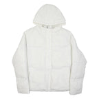 BENCH Womens White Hooded Zip Jacket UK 16 Polyester Puffer Quilted Warm