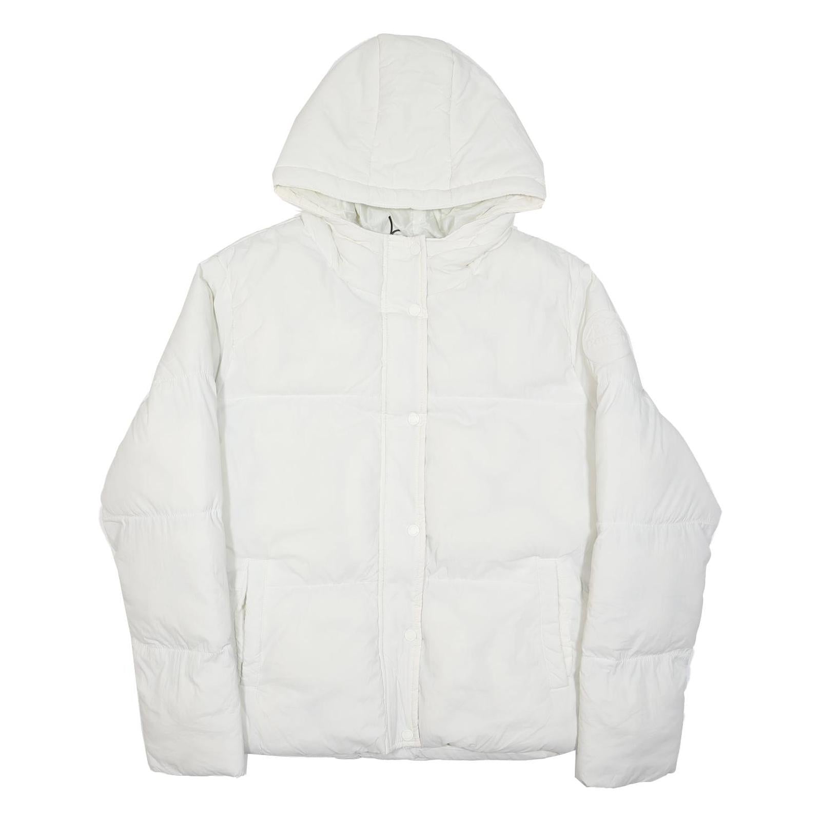BENCH Womens White Hooded Zip Jacket UK 16 Polyester Puffer Quilted Warm