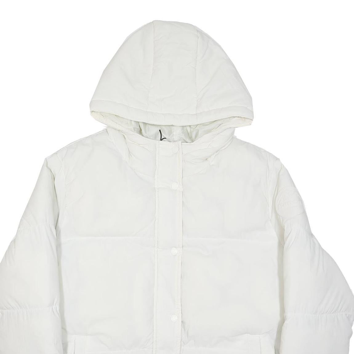 BENCH Womens White Hooded Zip Jacket UK 16 Polyester Puffer Quilted Warm