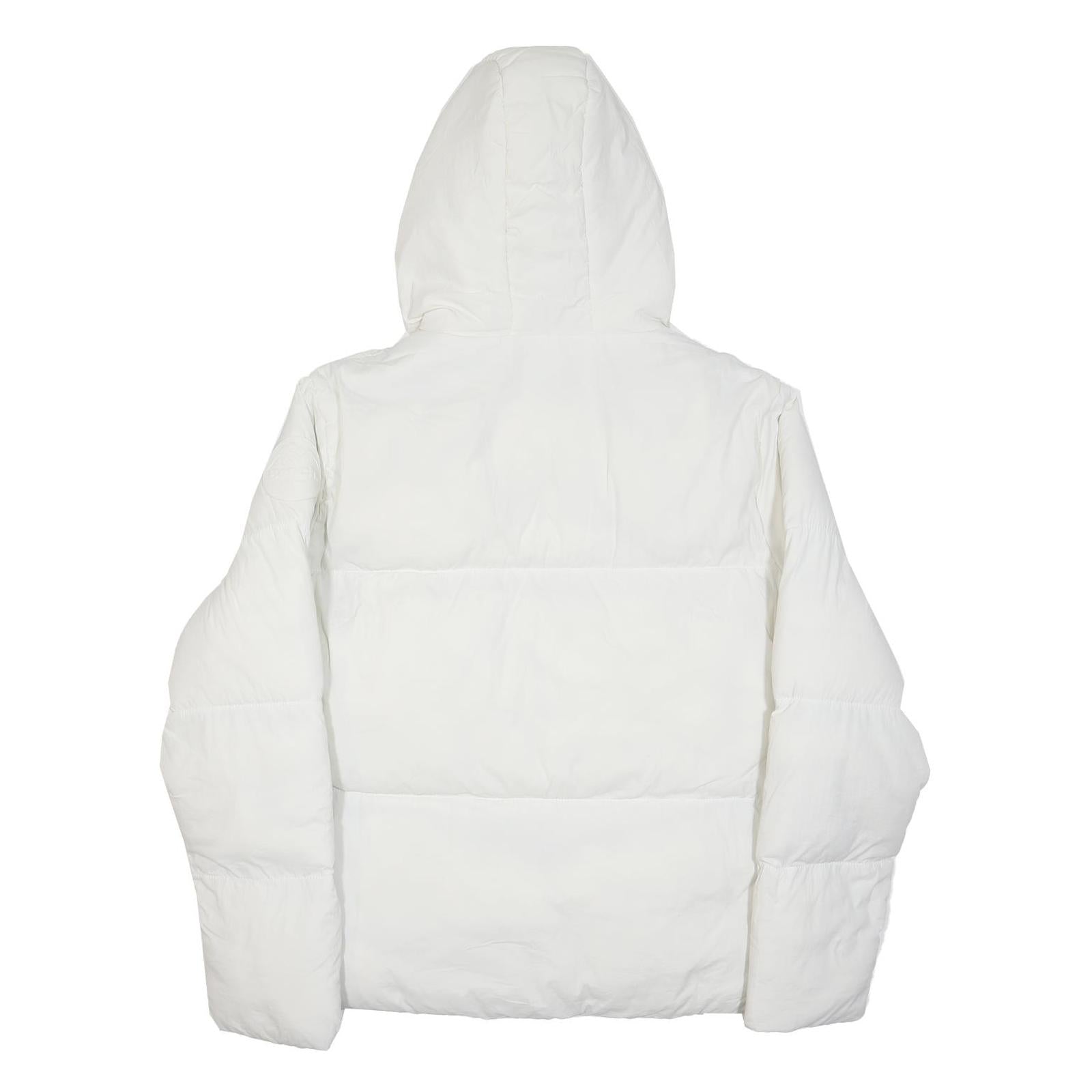 BENCH Womens White Hooded Zip Jacket UK 16 Polyester Puffer Quilted Warm