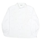 CHRIS LINE Womens White Printed Shirt Long Sleeve Collar L Button Front
