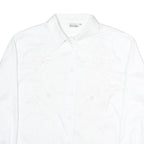 CHRIS LINE Womens White Printed Shirt Long Sleeve Collar L Button Front