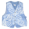 DREAMS Mens Blue & White Floral Patchwork Cotton Blend Waistcoat M Vest