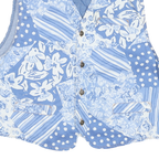 DREAMS Mens Blue & White Floral Patchwork Cotton Blend Waistcoat M Vest