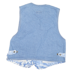 DREAMS Mens Blue & White Floral Patchwork Cotton Blend Waistcoat M Vest