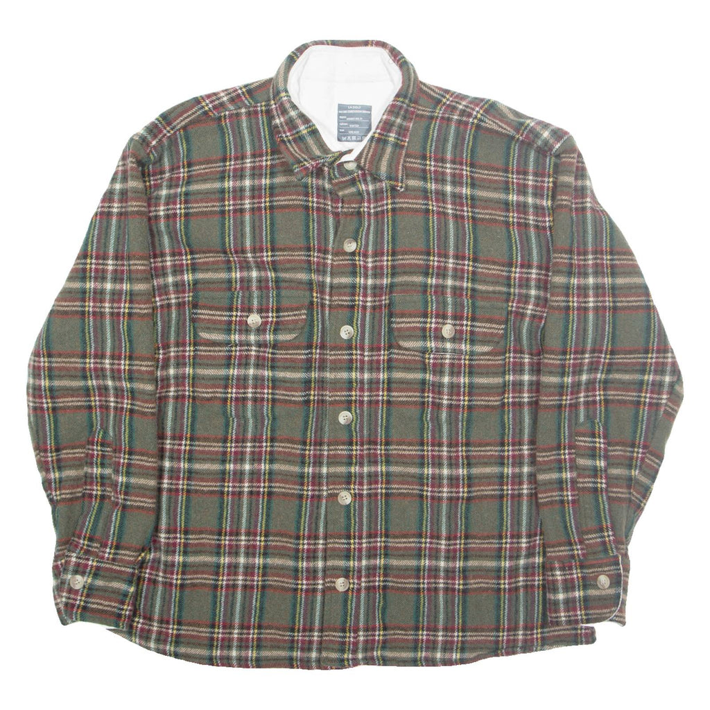 LA DOLF Mens Lumberjack Shirt Green Wool Check Long Sleeve ONE SIZE