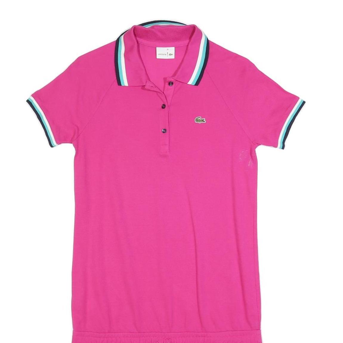 LACOSTE Womens Pink Polo Cotton Blend Short Sleeve Mini Dress S Casual Sport