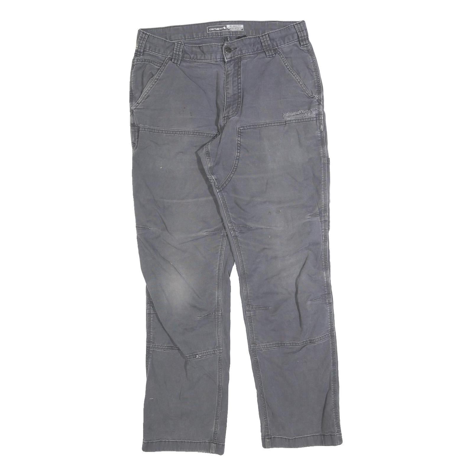 CARHARTT Mens Relaxed Jeans Cotton Blend Grey Zip W32 L29 Workwear Casual