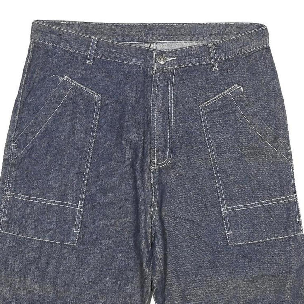 Womens Denim Blue Cotton Blend Casual Shorts XL W32 Large Pockets Relaxed Fit