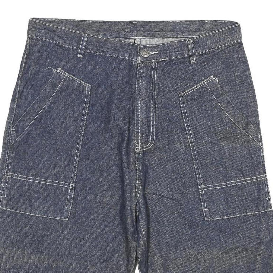 Womens Denim Blue Cotton Blend Casual Shorts XL W32 Large Pockets Relaxed Fit