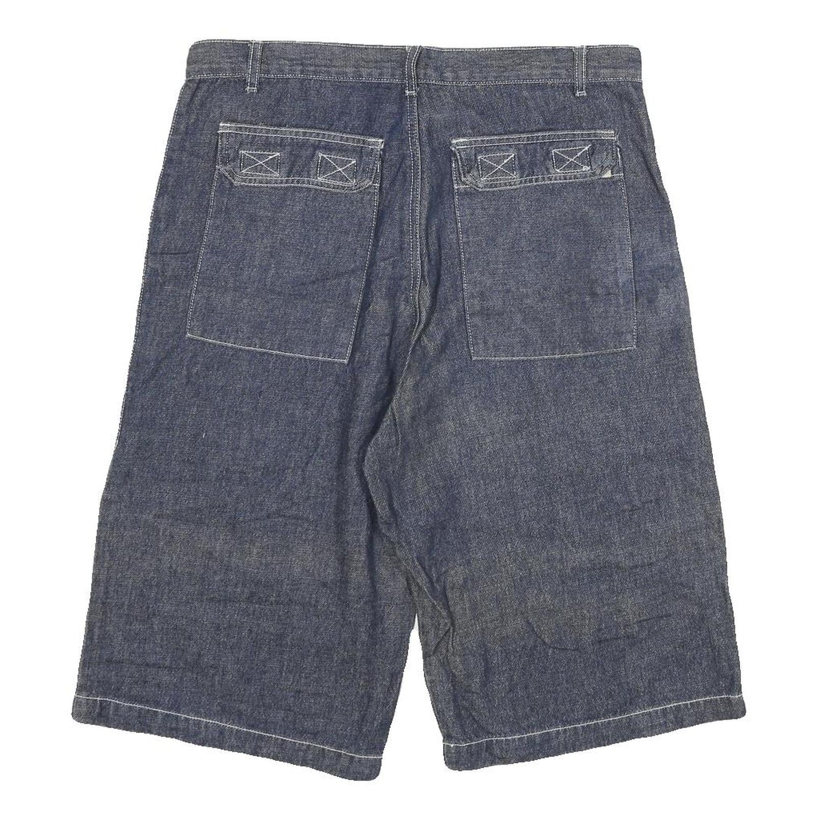 Womens Denim Blue Cotton Blend Casual Shorts XL W32 Large Pockets Relaxed Fit