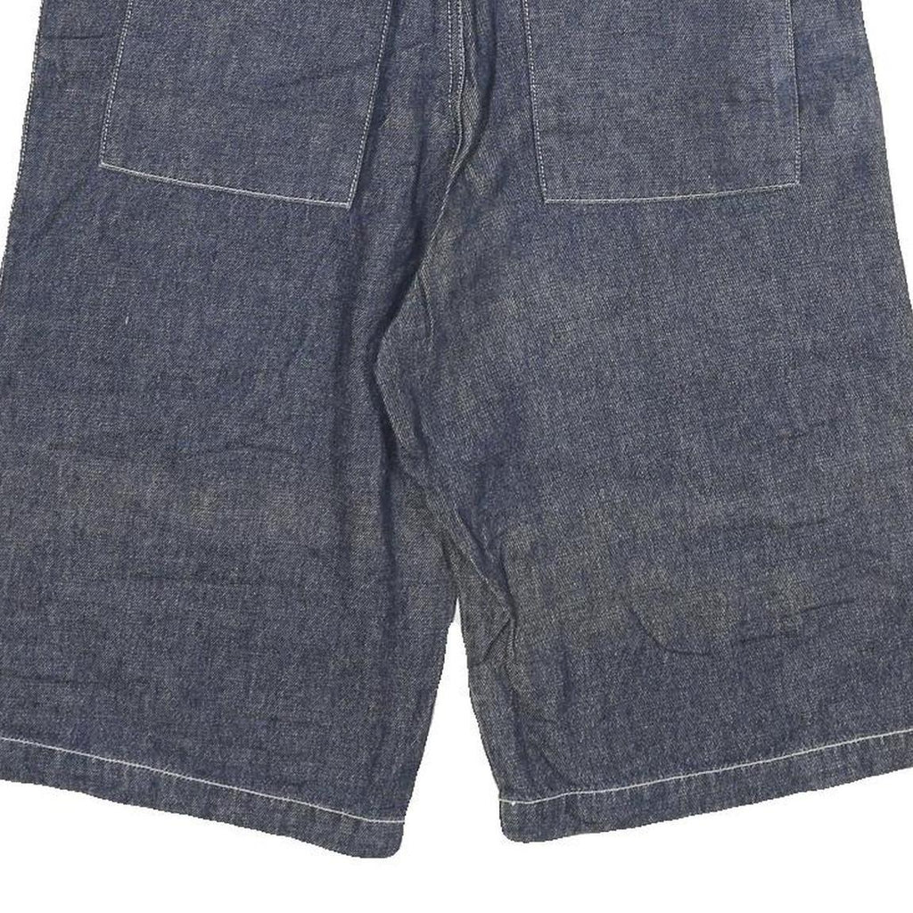 Womens Denim Blue Cotton Blend Casual Shorts XL W32 Large Pockets Relaxed Fit