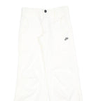 NIKE Girls Cotton Blend White Relaxed Wide-Leg Trousers W27 L30 Casual