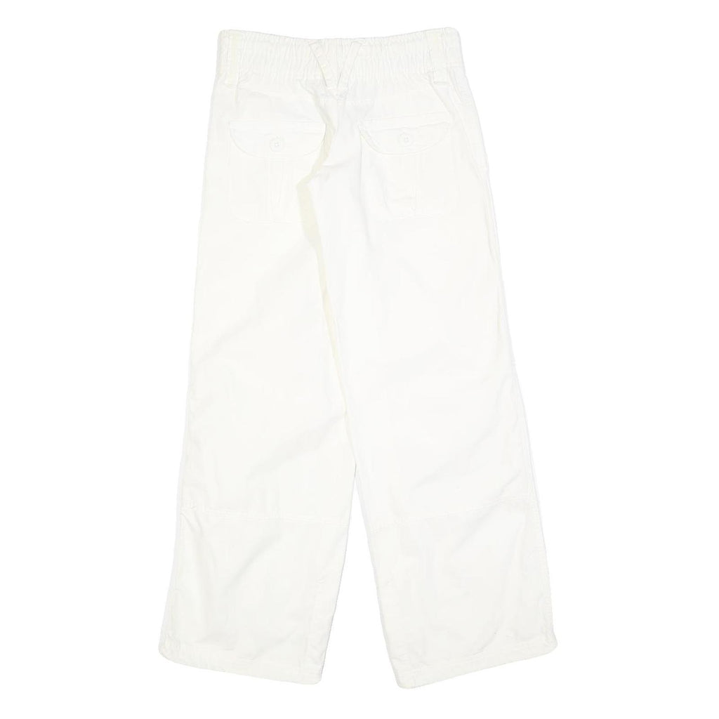 NIKE Girls Cotton Blend White Relaxed Wide-Leg Trousers W27 L30 Casual