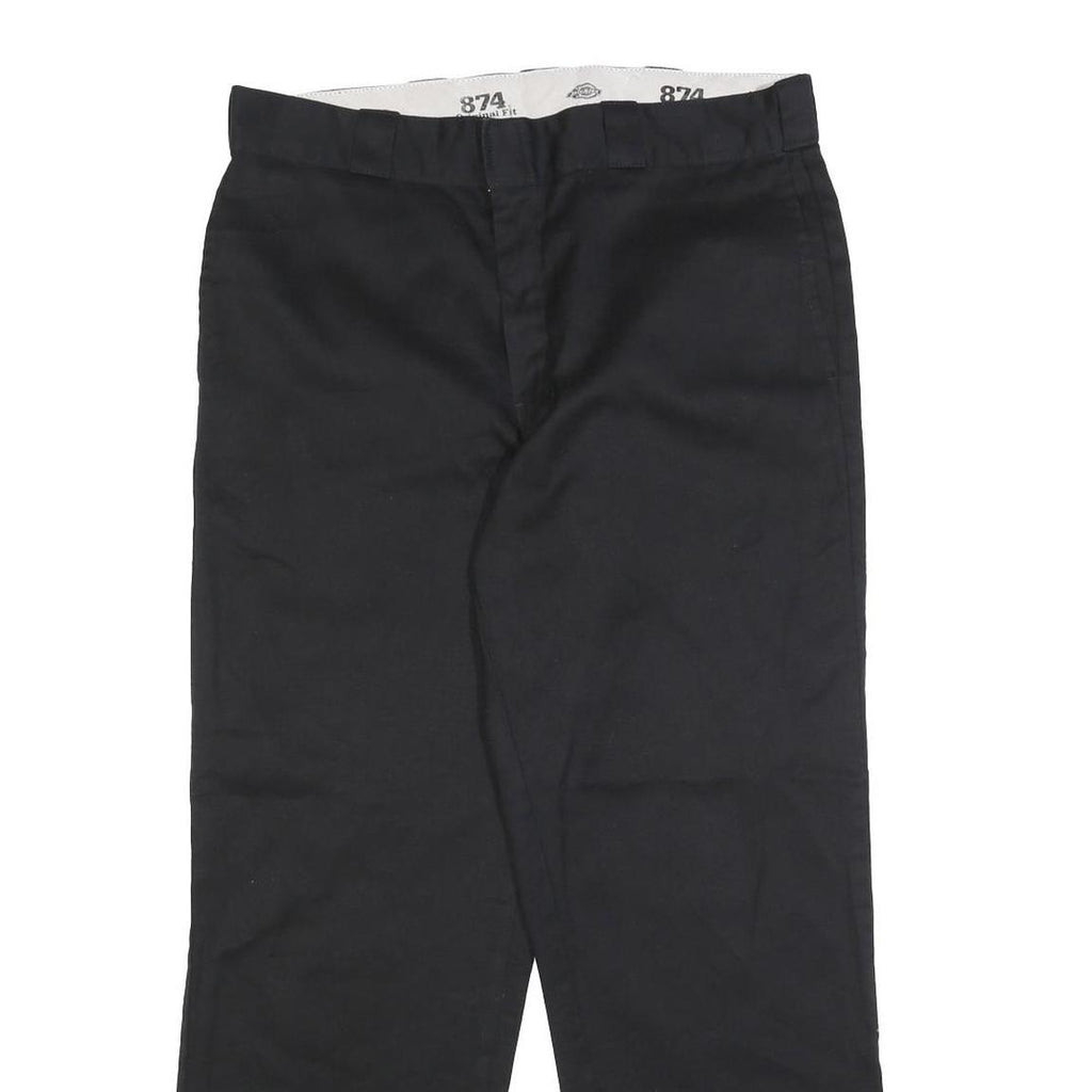 DICKIES Mens Cotton Blend Black Regular Straight Trousers W34 L28 Workwear Zip