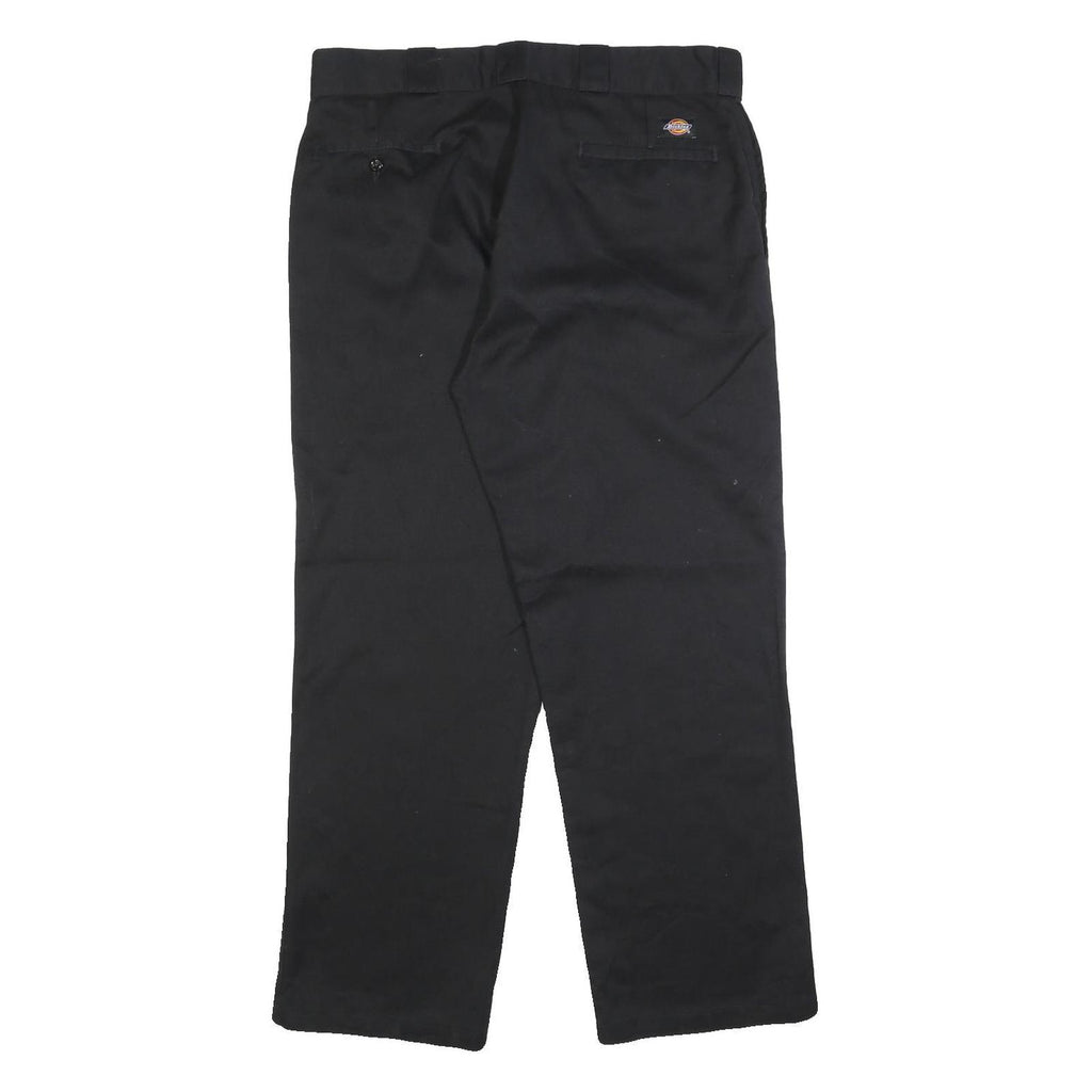 DICKIES Mens Cotton Blend Black Regular Straight Trousers W34 L28 Workwear Zip