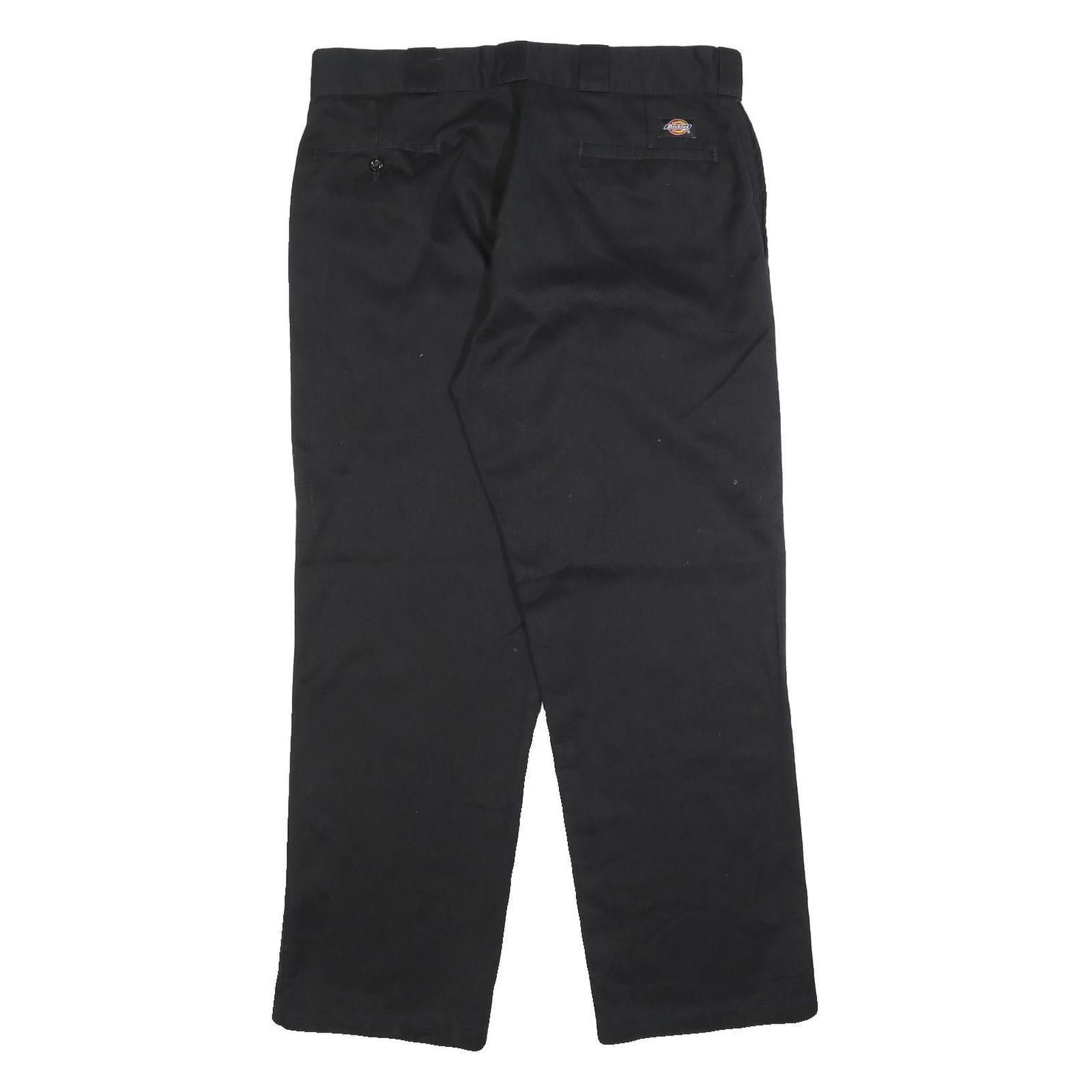 DICKIES Mens Cotton Blend Black Regular Straight Trousers W34 L28 Workwear Zip