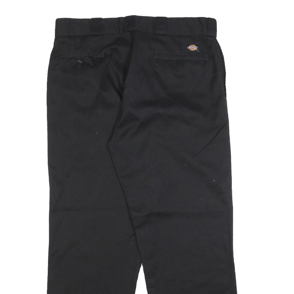 DICKIES Mens Cotton Blend Black Regular Straight Trousers W34 L28 Workwear Zip