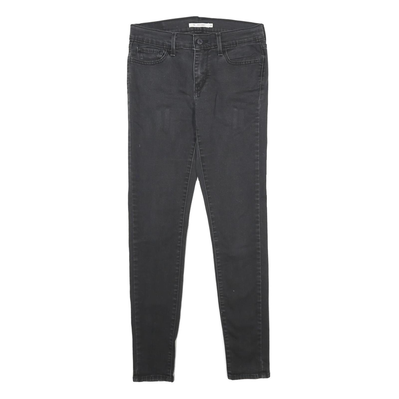 LEVI'S 710 Super Skinny Womens Jeans Black Slim Skinny Denim W29 L30 Zip Cotton