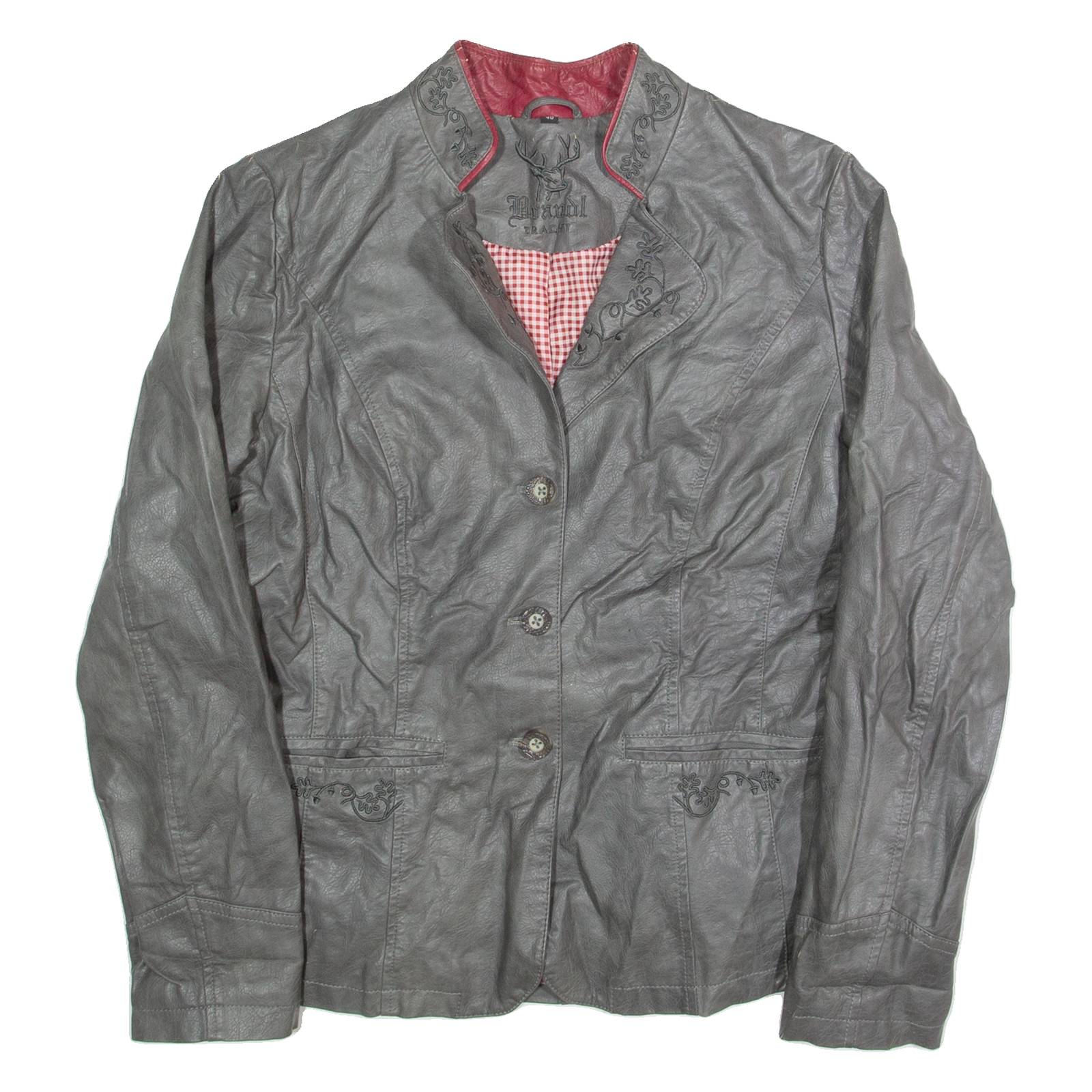 BRANDL Mens Blazer Jacket Grey Leather M