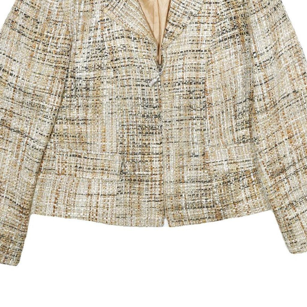 WORTHINGTON Womens Beige & Brown Tweed Zip Jacket UK 16 Acrylic Classic Fit