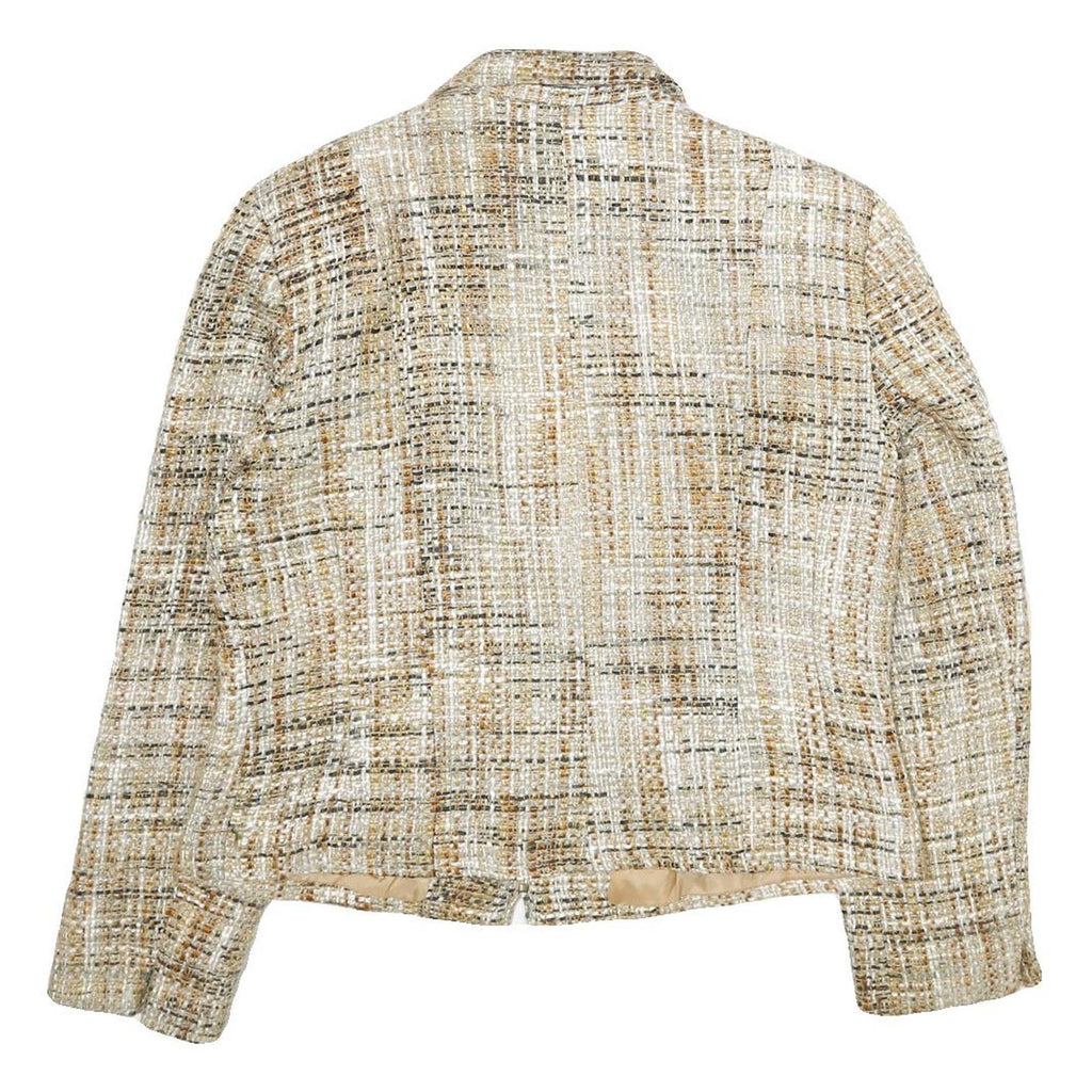 WORTHINGTON Womens Beige & Brown Tweed Zip Jacket UK 16 Acrylic Classic Fit