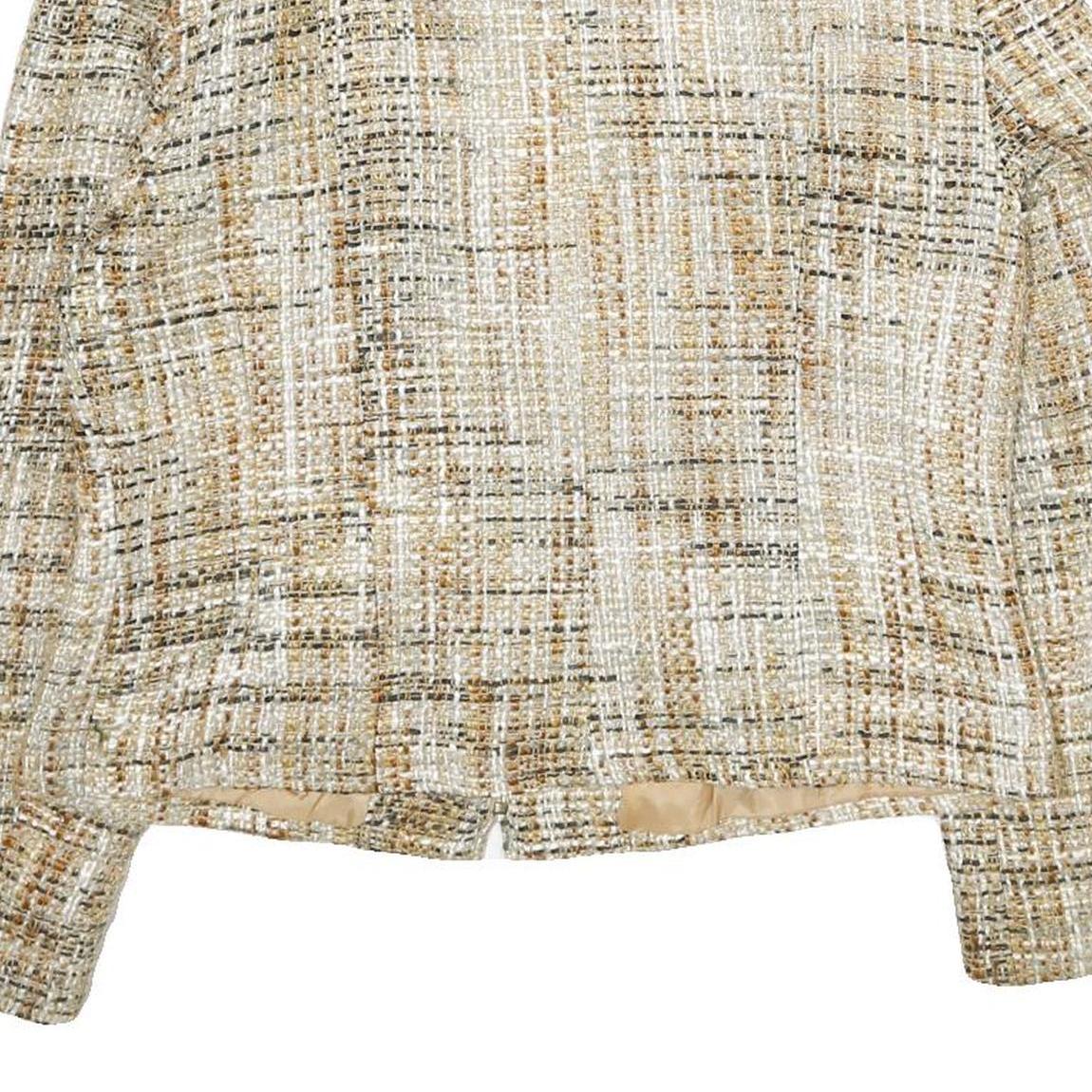 WORTHINGTON Womens Beige & Brown Tweed Zip Jacket UK 16 Acrylic Classic Fit