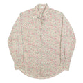 Mens Beige Floral Cotton Blend Shirt L Vintage Style Button Closure