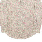 Mens Beige Floral Cotton Blend Shirt L Vintage Style Button Closure