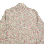 Mens Beige Floral Cotton Blend Shirt L Vintage Style Button Closure