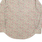Mens Beige Floral Cotton Blend Shirt L Vintage Style Button Closure