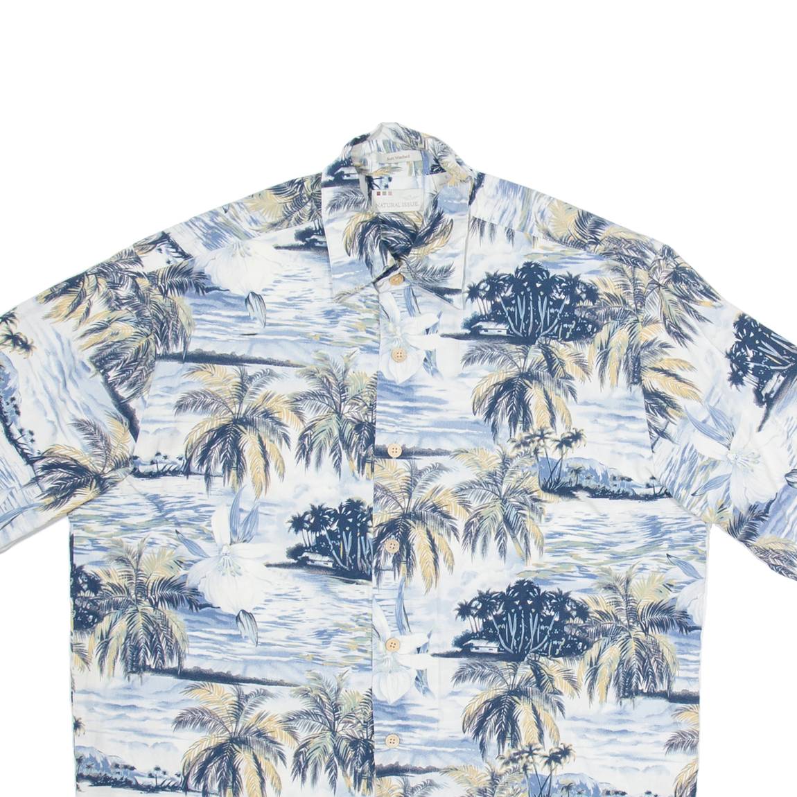NATURAL ISSUE Mens Hawaiian Shirt Blue Crazy Pattern S