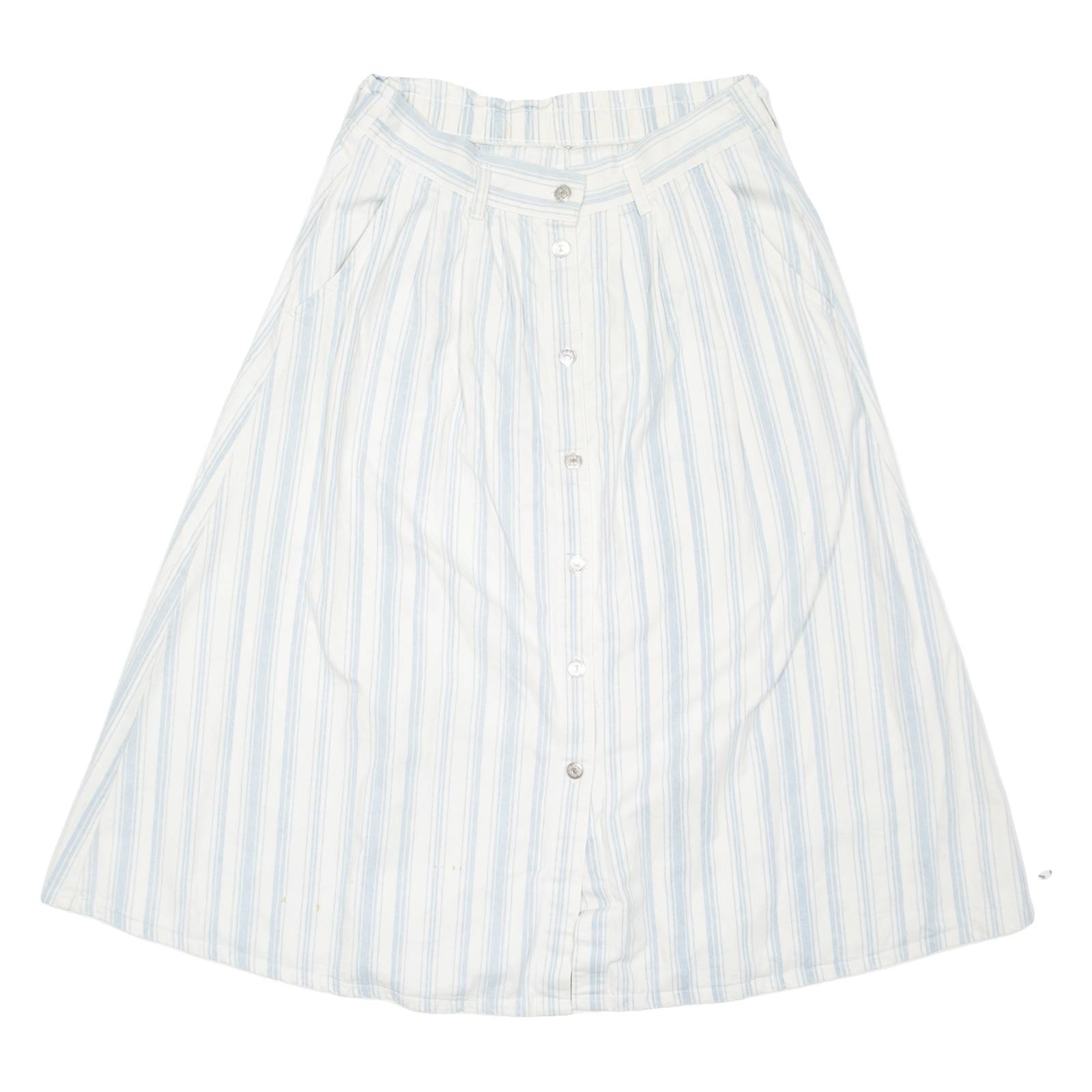 Womens A-Line Skirt Blue Long Striped M