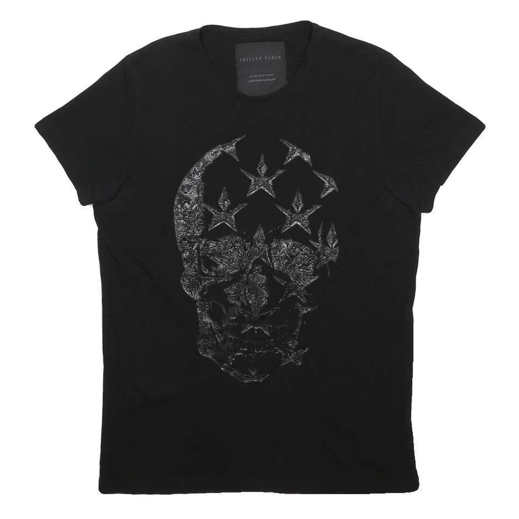 PHILIPP PLEIN Womens Black Skull Graphic T-Shirt M Short Sleeve Crew Neck