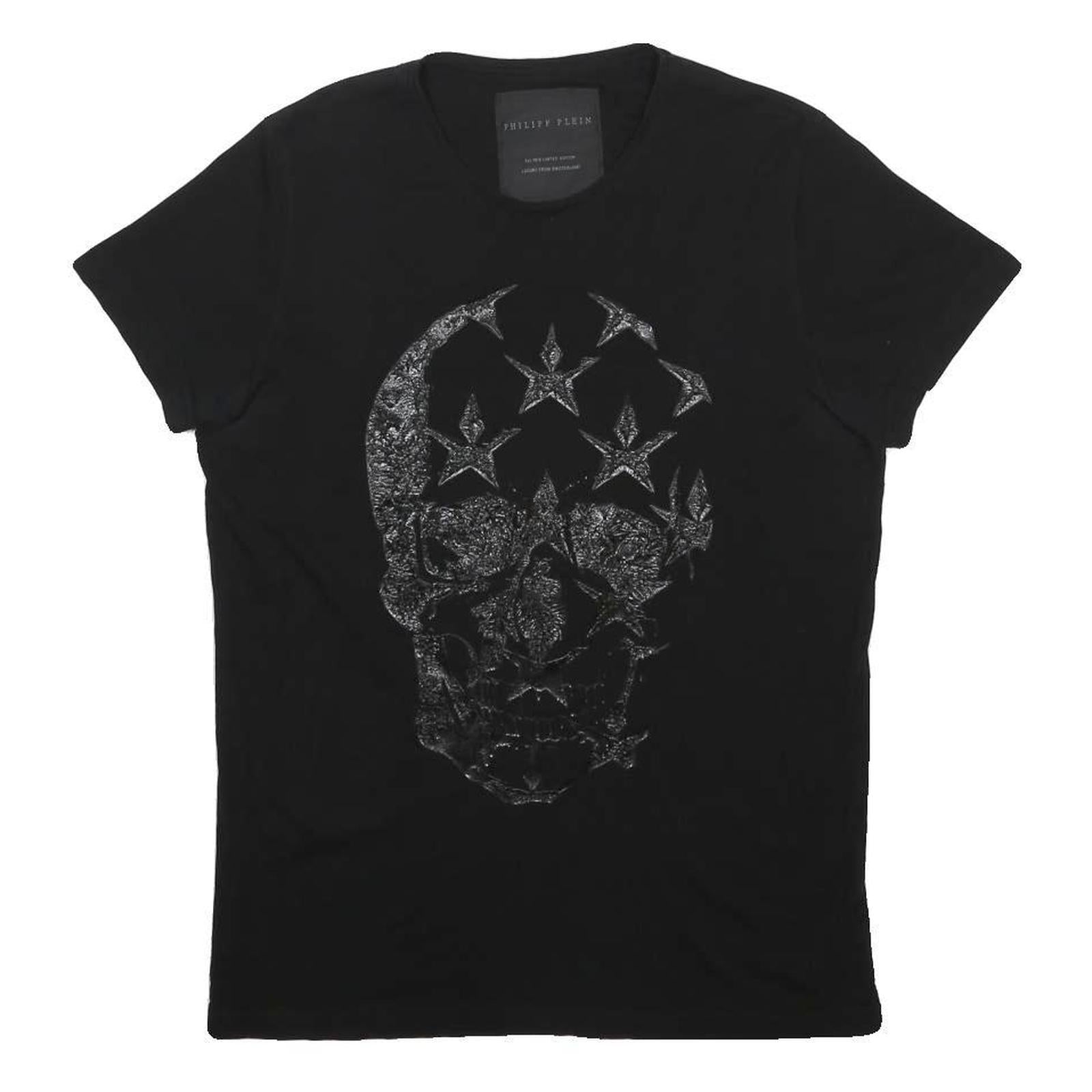 PHILIPP PLEIN Womens Black Skull Graphic T-Shirt M Short Sleeve Crew Neck