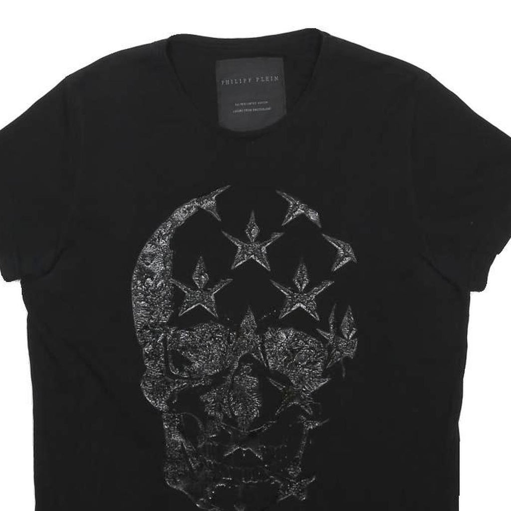 PHILIPP PLEIN Womens Black Skull Graphic T-Shirt M Short Sleeve Crew Neck