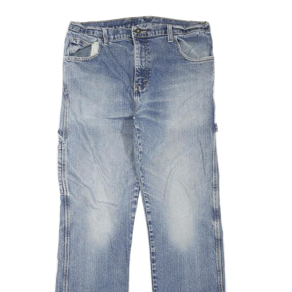 DICKIES Womens Blue Regular Fit Straight Denim Medium Wash W32 L32 Workwear