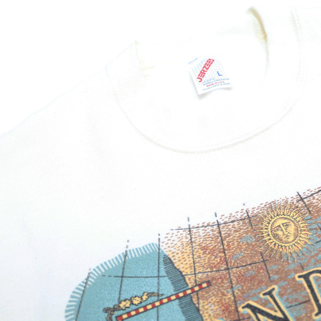 JERZEES Mens White San Diego Crew Neck L Cotton Blend Crew Neck Sweatshirt