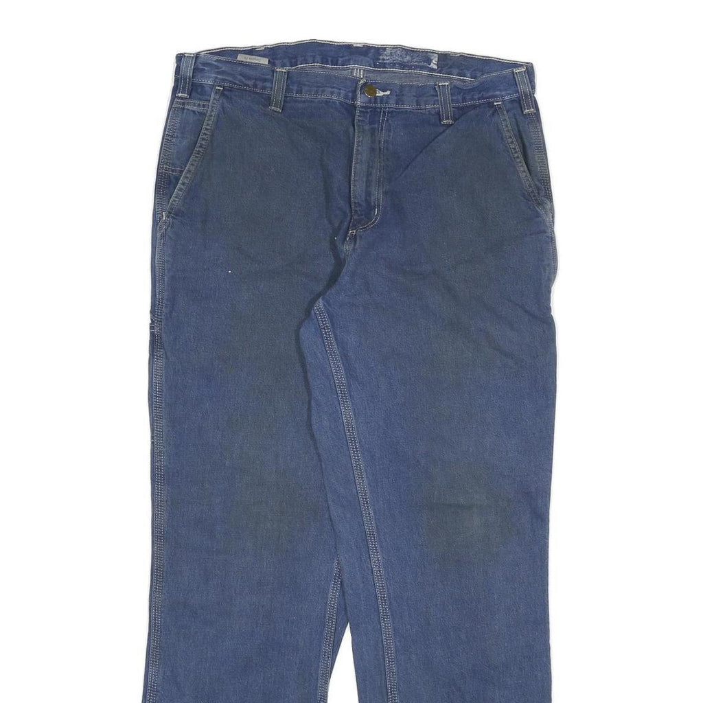 CARHARTT Mens Relaxed Blue Denim Jeans W34 L32 Workwear Zip Closure Durable