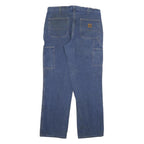 CARHARTT Mens Relaxed Blue Denim Jeans W34 L32 Workwear Zip Closure Durable