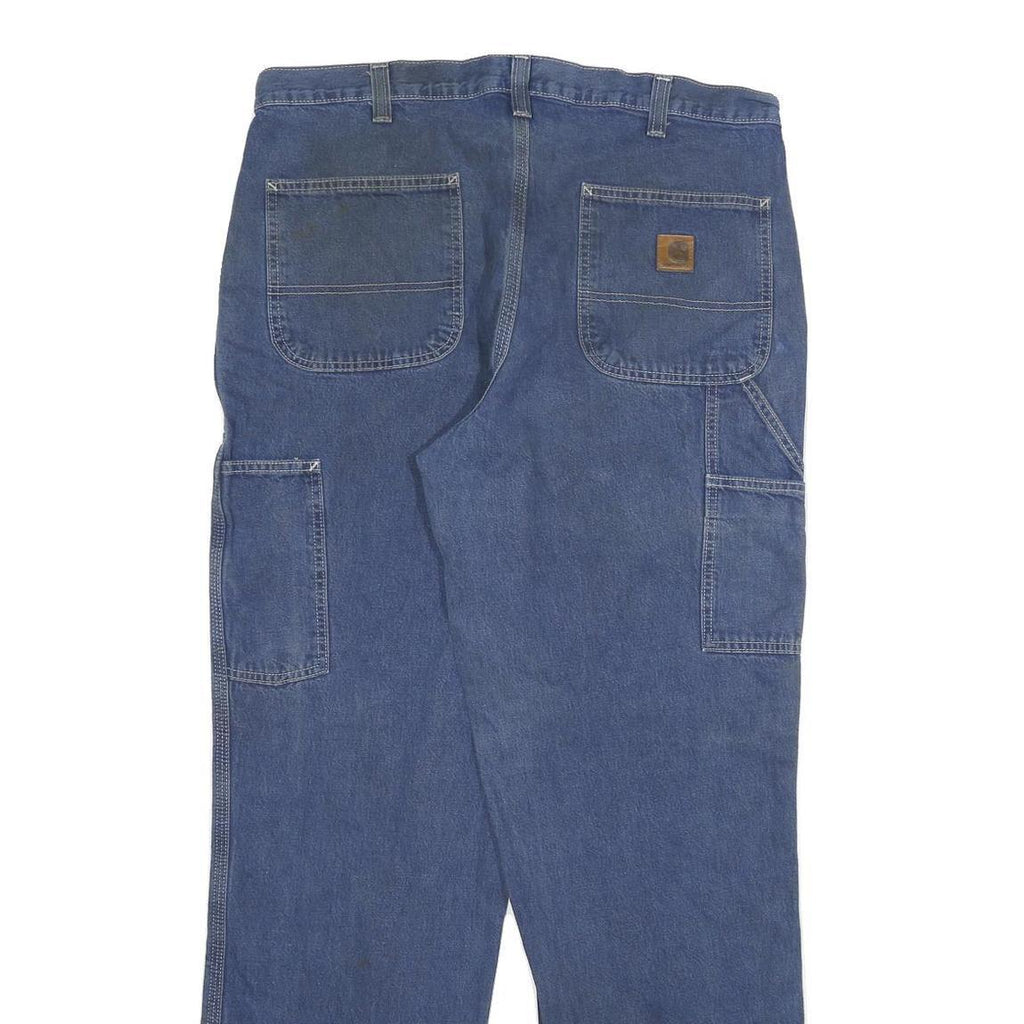 CARHARTT Mens Relaxed Blue Denim Jeans W34 L32 Workwear Zip Closure Durable