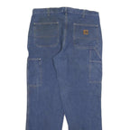 CARHARTT Mens Relaxed Blue Denim Jeans W34 L32 Workwear Zip Closure Durable