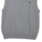 CHAPS Mens Grey Plain Pullover Cotton Blend V-Neck Jumper M Classic Style