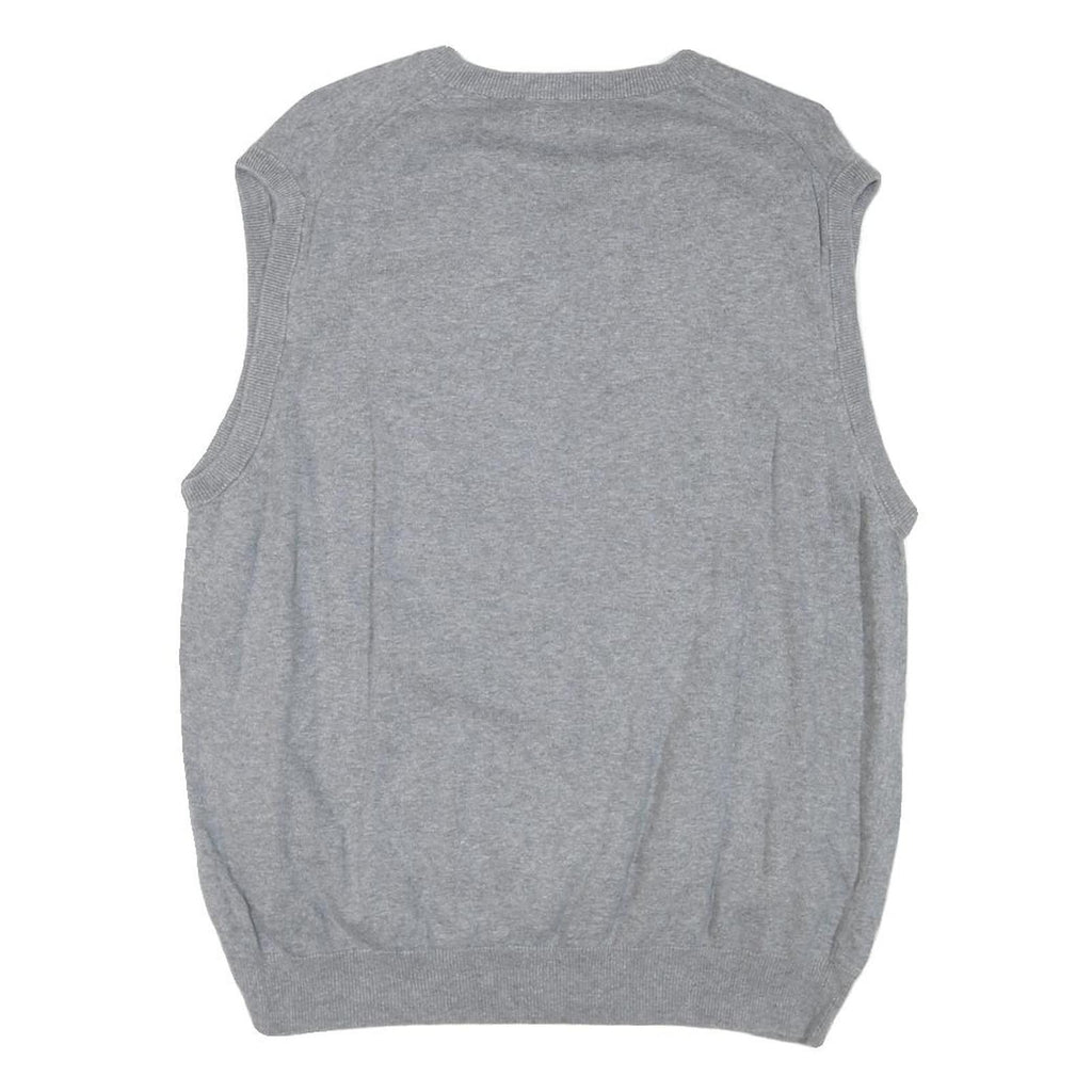 CHAPS Mens Grey Plain Pullover Cotton Blend V-Neck Jumper M Classic Style